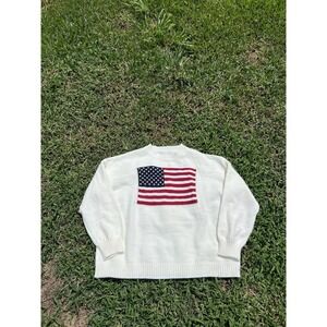 Vintage American Flag Knit Sweater Womens 2XL American USA Y2K Preppy Casual